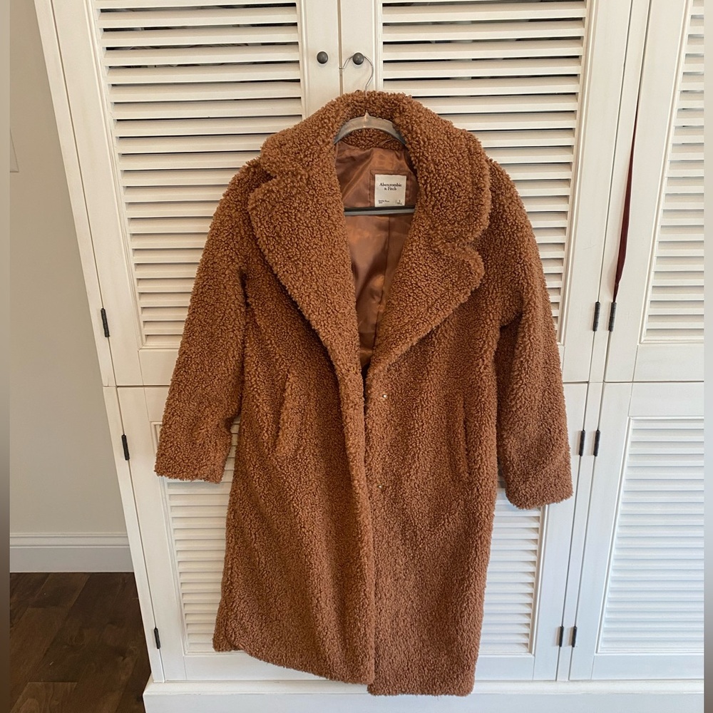 Abercrombie & Fitch Teddy Faux-Sherpa Coat - Chestnut Brown